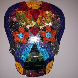 Ceramic multi color sugar skull (fragile)